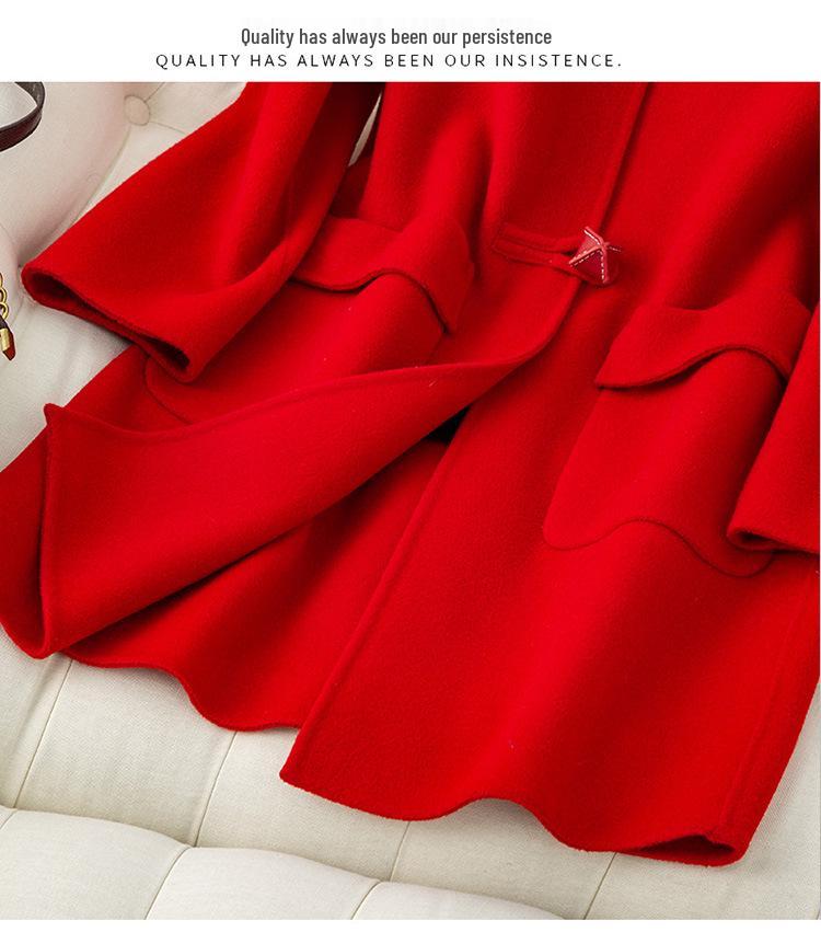 New Autumn/Winter Double-Faced 100% Wool Coat with Peter Pan Collar - Mid-Length, Loose Fit, Fashionable Temperament Overcoat