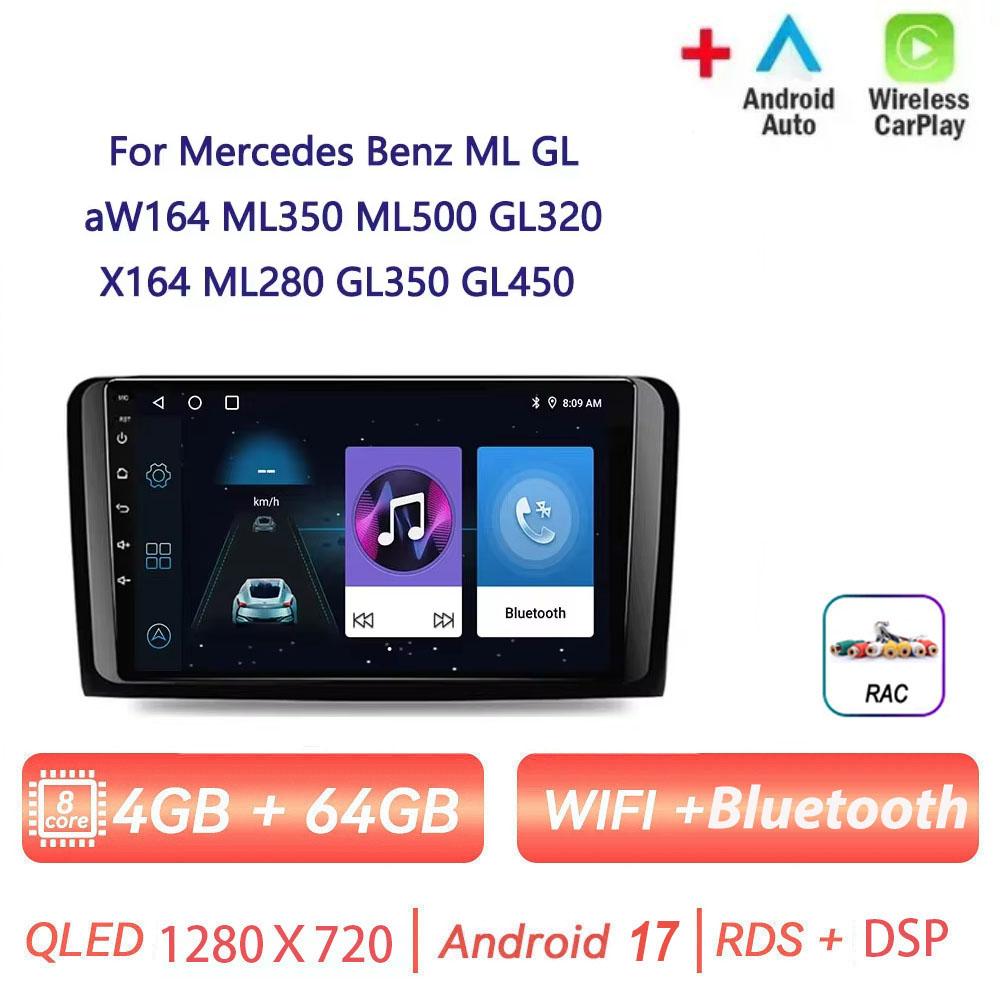 Autoradio Android 17 pour Mercedes Benz ML GL aW164 ML350 ML500 GL320 X164 ML280 GL350 GL450 4G BT CarPlay sans fil