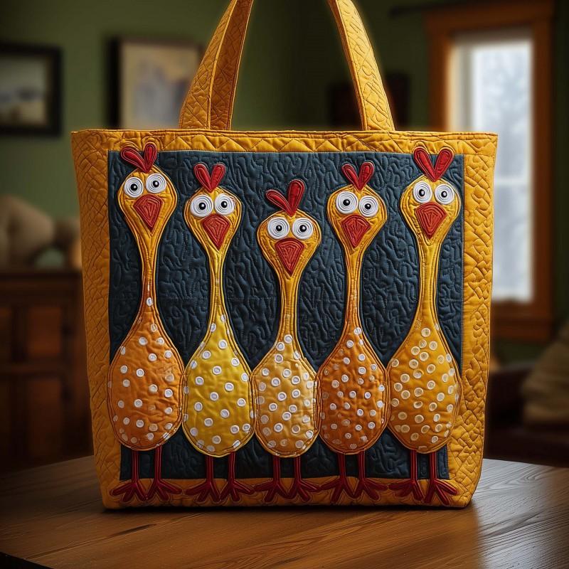 Chick Print Tote Bag 600D Oxford Cloth Shoulder Daily Use