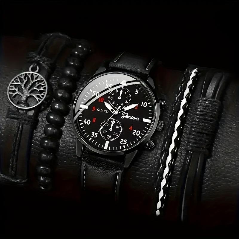 5-Piece Set Watch Necklace Bracelet Men S Watch Belt Watch Quartz Watch Fashion Men S Set