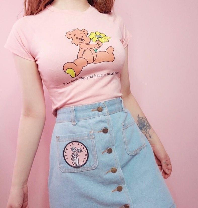 Cheeky Crop Top Teddy Pink Pastel Other Erotic Clothing
