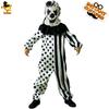 Costume de clown diabolique de jeu vidéo pour enfants pour Halloween, costume de scène de fête de clown tueur noir et blanc pour enfants
