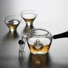 Japanese Style Heat Resistant Hammer Pattern Square Bottom Glass Teapot Side Handle Wooden Kungfu Tea Set Tea Pot With Filter