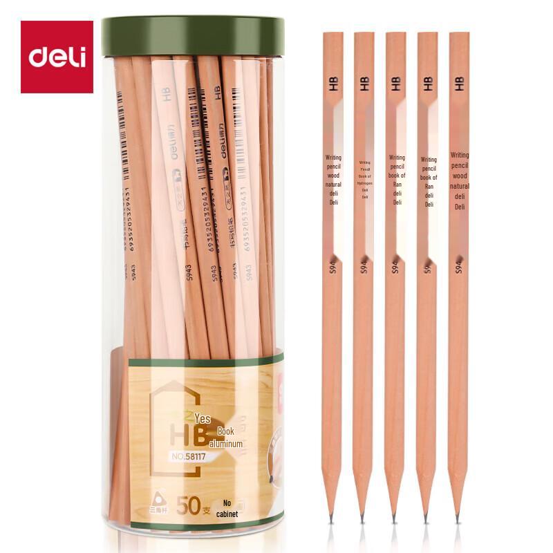 Deli HB Wood Pencils, 50-Count Barrel