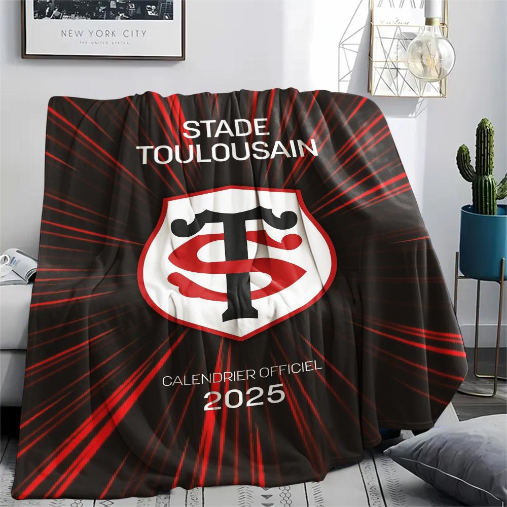 1 Stück Stade Toulousain Aufdruck Flanelldecke, Hohe Qualität, Bequem für alle Jahreszeiten, Heimdekoration, Wärme und Komfort, Perfekt für Weihnachtsgeschenke178