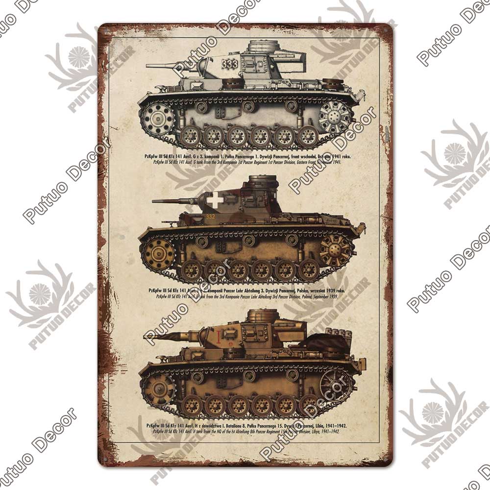Putuo Decor Panzer Blechschild Metallschild Dekorative Vintage-Dekor Plakette Wanddeko Garage Man Cave Clubraum Zuhause