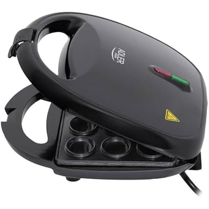 Gaufrier - adler - ad 3071 - cuisson rapide - 12 demi-noix - design moderne noir