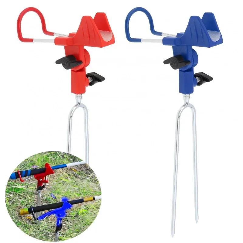 1pcs 360 Degree Adjustable Aluminum Alloy Fishing Rod Holder Folding Fish Pole Stand for Bank Fishing Ground Support