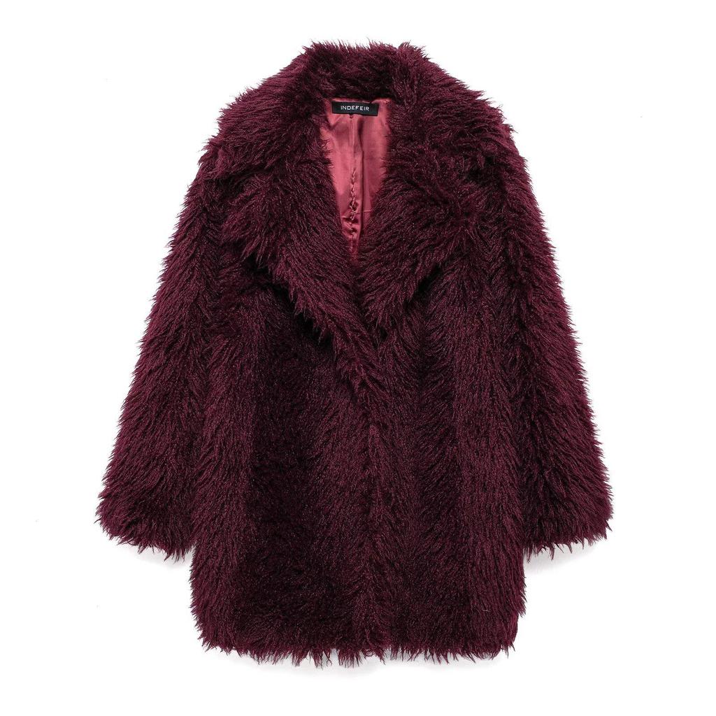 2024 Autumn Women's European & American Style Faux Fur Long Overcoat