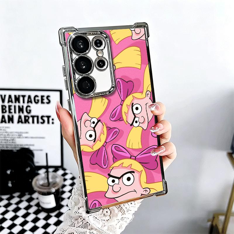 Cartoon Hey Arnold Helga Galvanisiert Handyhülle Für Samsung Galaxy S24 S25 FE S26 Edge S23 Ultra S22 S21 Plus S20 Anti-Fall Airbag