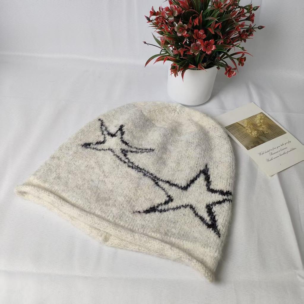 Shibuya Street Babes Star Knit Heap Hat Children Autumn and Winter Sweet Cool Internet Celebrity Versatile Pullover Woolen Hat