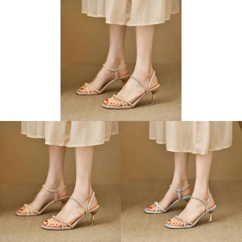 Roman Sandals For Women Waterdiamond Buckle Pu Summer Fashion Footwear
