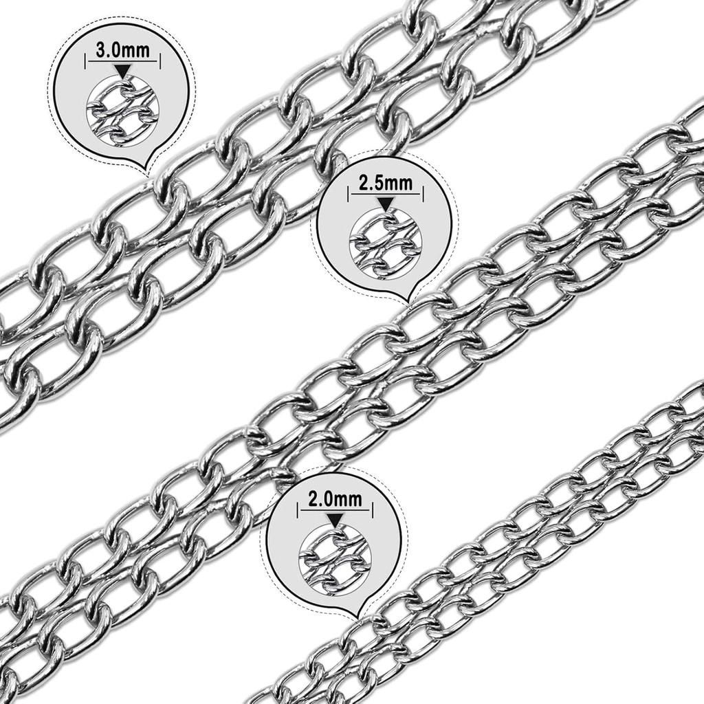 Dog Chain Collar Metal Martingale Anti Chew Training Collars Chew Proof, Chrome Plated, Double Link for Small Medium Dogs (for Pet's Neck 16-19'')