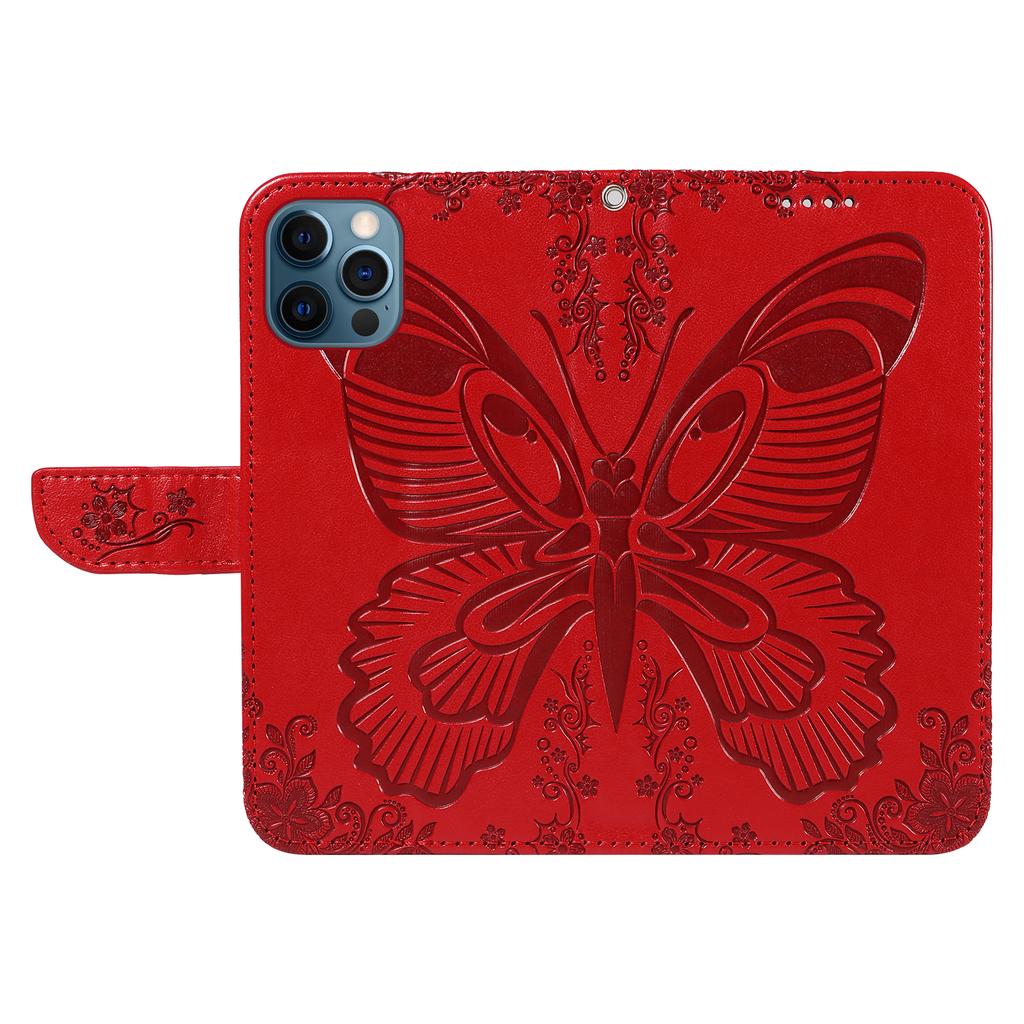 For iPhone 13 Pro Leather Case Butterfly Imprinted Stand Wallet Phone Cover