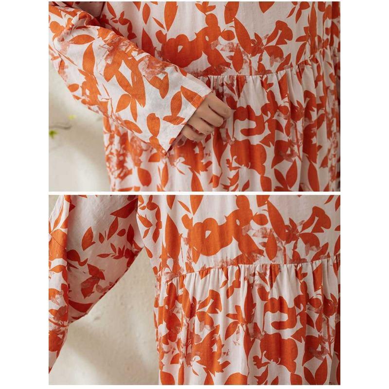 2025 New Thin Round Neck Long Sleeve Loose Slim Large Swing A-line Dresses