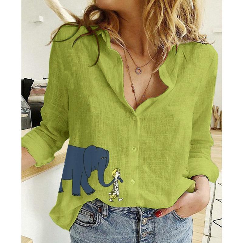 Spring and Autumn Ya Ma Xun, Women's Casual Loose Long Sleeve Linen Shirt Large Size Women's Clothing