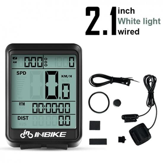 INBIKE Bike Computer Speedometers Waterproof Bicycle Odometers Computer Watch LED Digital Wireless Wired MTB Cycling Accessories White Light-Wired