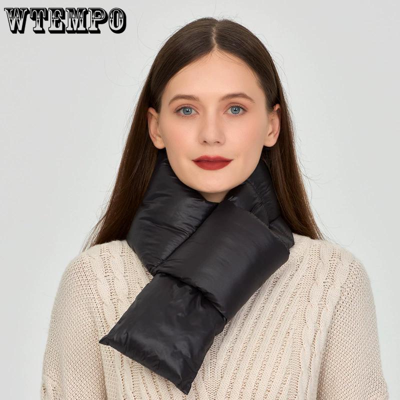 WTEMPO Autumn Winter Water-proof Scarves Couple Neck Protection Warm Cold-proof Windproof Cross Scarves Solid Color Elegant Soft Thick Casual Scarves
