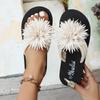 Flap Toe Women's Shoes, Large-sized Floral Flat Sandals, Women's Sandals, Summer New Style Beach Sandals