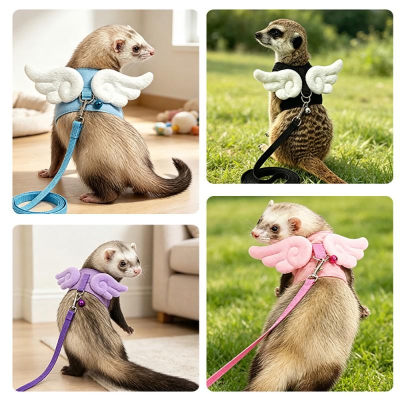 Adjustable Harness Leash Ferrets Fennec Foxes Small Pets - Canvas Chest Vest Style Walking Lead In 5 Colors