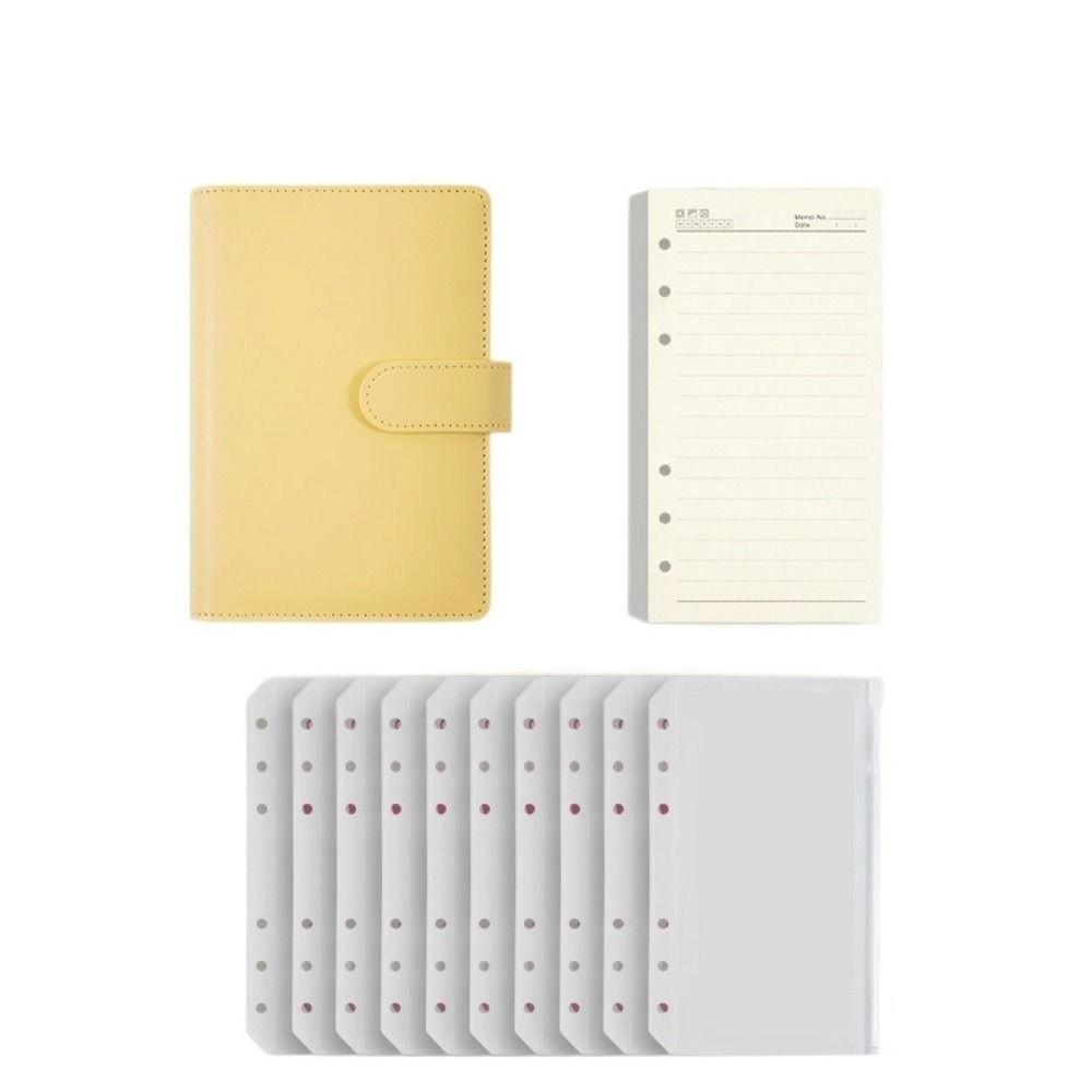 Pu Leather Loose-Leaf Notebook Macarone Color Budget Binder  Office Stationery Supplies