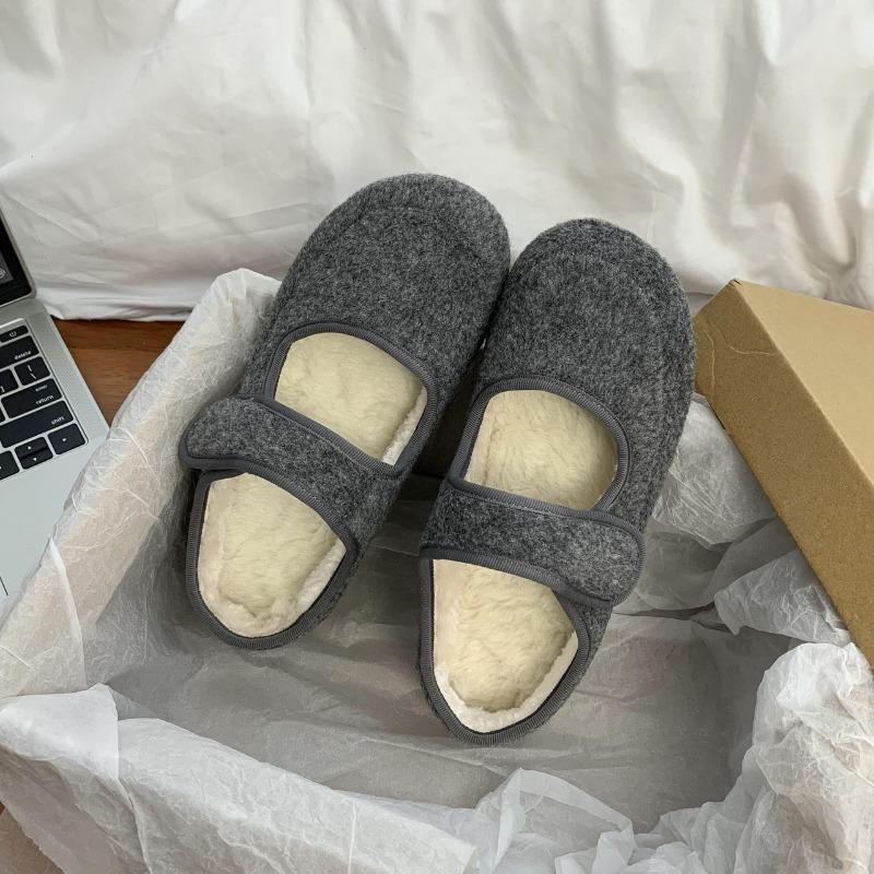 Women's Flat Cotton Shoes Winter New Round Head Shallow Mouth Suede Soft Sole Anti-slip Wear-resistant Low-top Shoes