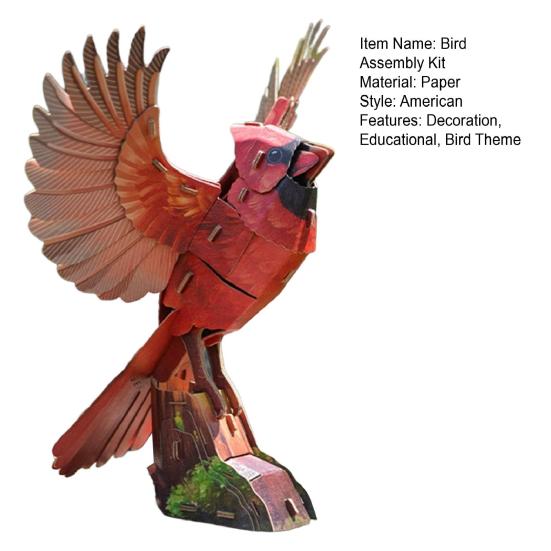 1 Set Bird Assembly Kit 3D Paper Bird Model Cardboard Animal Building Puzzle Toy DIY Craft Decoration Kids Adults Bird Lovers Gift