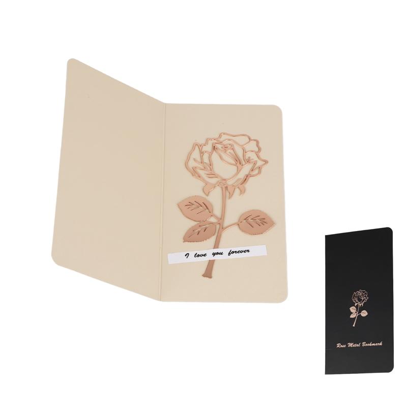 Electroplated Gold Rose Metal Bookmark for Book Paper Creative Items Lovely Korean Stationery Gift Valentine's Day