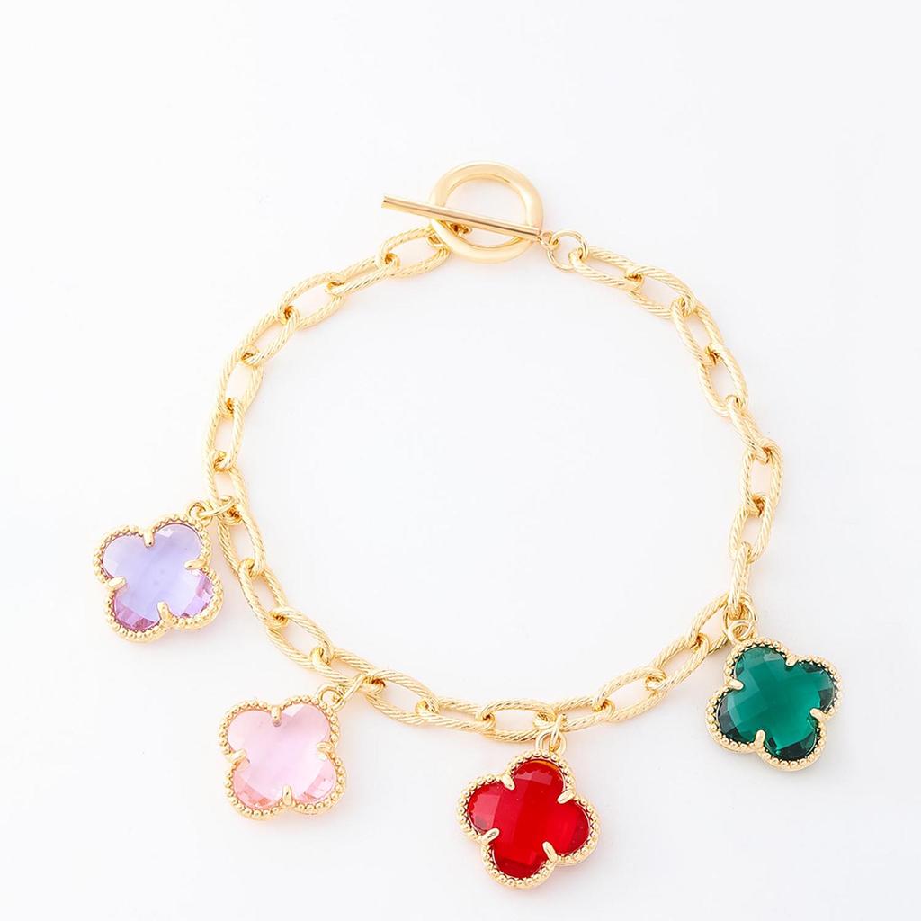 Prosta i Personalizowana Bransoletka Koniczynka Czterolistna Niszowy Design Modna i Wykwintna Biżuteria na Rękę Damska Styl Leśny Duszek