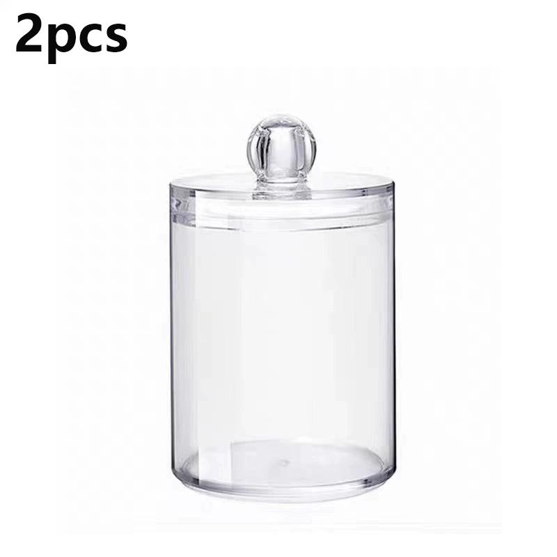 1/2pcsTransparent Cotton Swab Storage Box Makeup Organizer Acrylic Storage Box Cotton Swab Cosmetic Box Bathroom Bedroom Storage