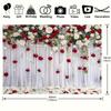 Elegante sfondo floreale, design con rose rosse e bianche, adatto per matrimoni, baby shower, compleanni, striscioni per feste all'aperto