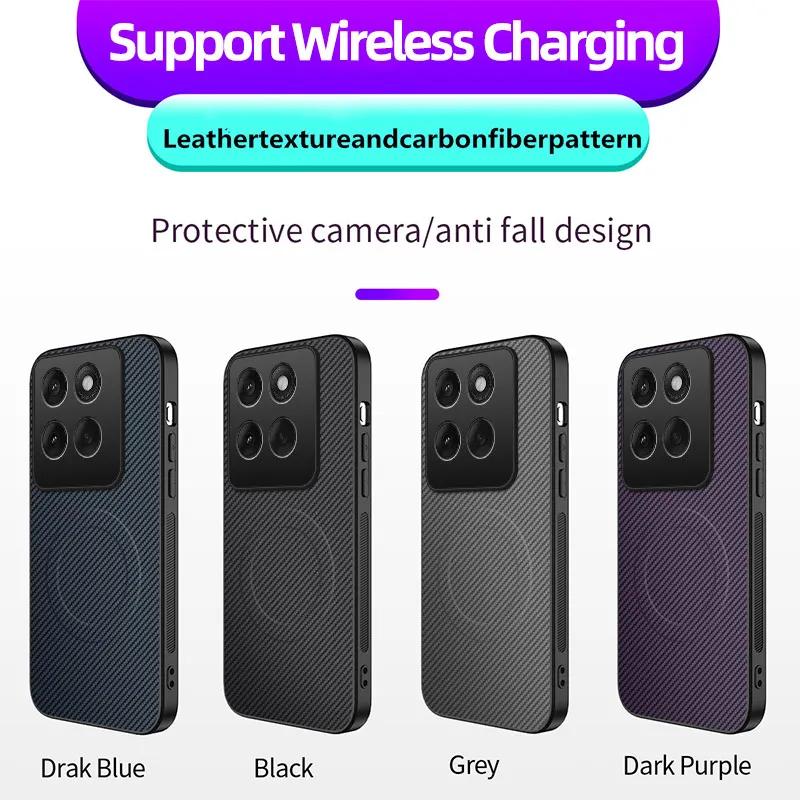 Anti-Drop Carbon Fiber Silicone Soft Phone Case For Motorola MOTO Edge 60 Fusion Pro 60S Magnetic Wireless Charging Cover Cases