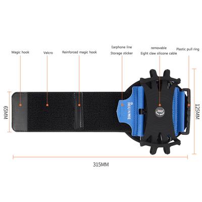 360 Degree Rotation Phone Holder Bracelet Wearable Wristband Phone Case Adjustable Phone Wrist Bag Removable for Sports Fitness
