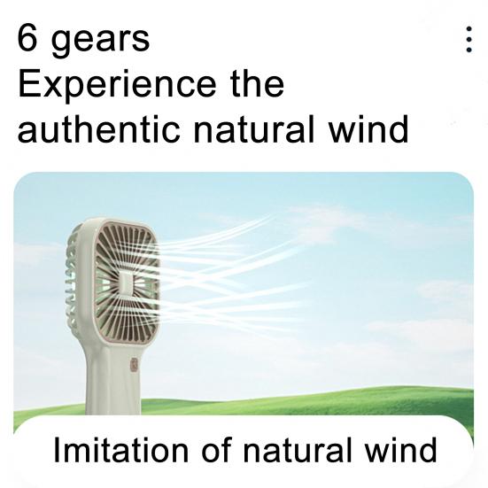 Portable Handheld Fan with Ice Cooling 6 Gear Wind Mini Personal Fans with Detachable Base Lightweight Rechargeable Fan for Office Travel Camping