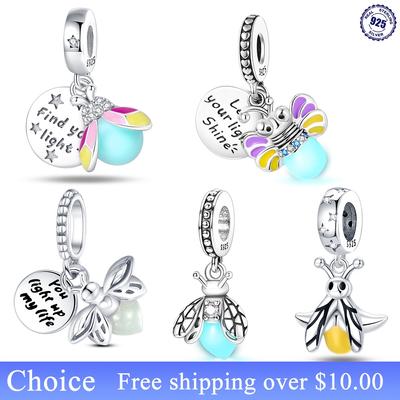 Kupferanhänger Leuchtendes Glühwürmchen Thema Serie Anhänger Passend für Feine Original Armbänder Charms Damen Schmuck Geschenke