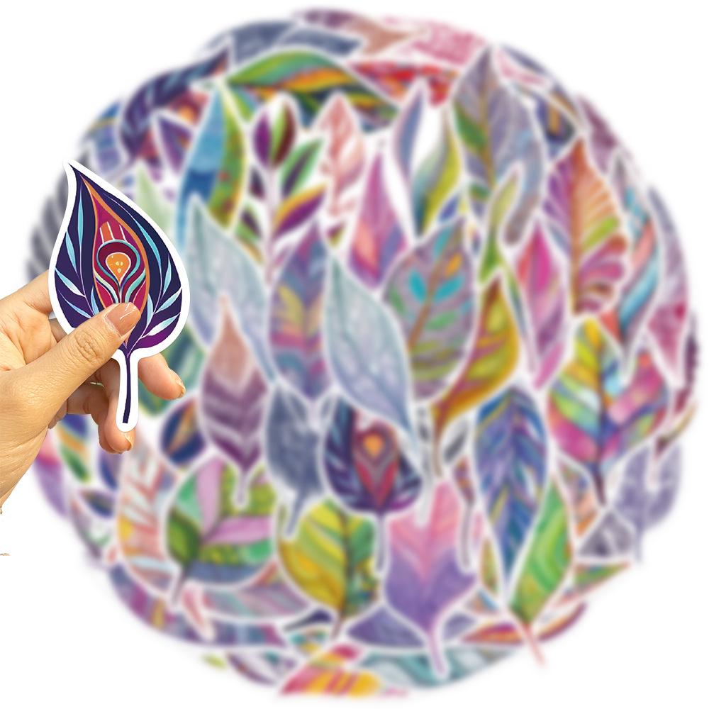 50 Cartoon Enamel Leaf Stickers Personalized Decorative Guitar Notebook Suitcase DIY Waterproof Stickers