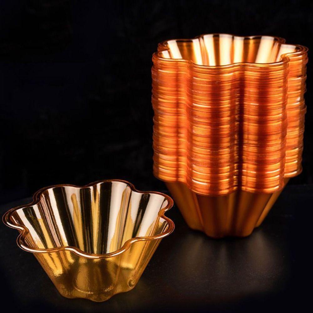 50 Pcs Disposable Ice Cream Bowls Transparent Dessert Serving Cups Flower-Shaped Sundae Cup  Bakery