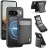 For Google Pixel 9 Pro/Google Pixel 9 Leather Back Cover Compatible with MagSafe JEEHOOD J06 Phone Case with Card Bag RFID Blocking