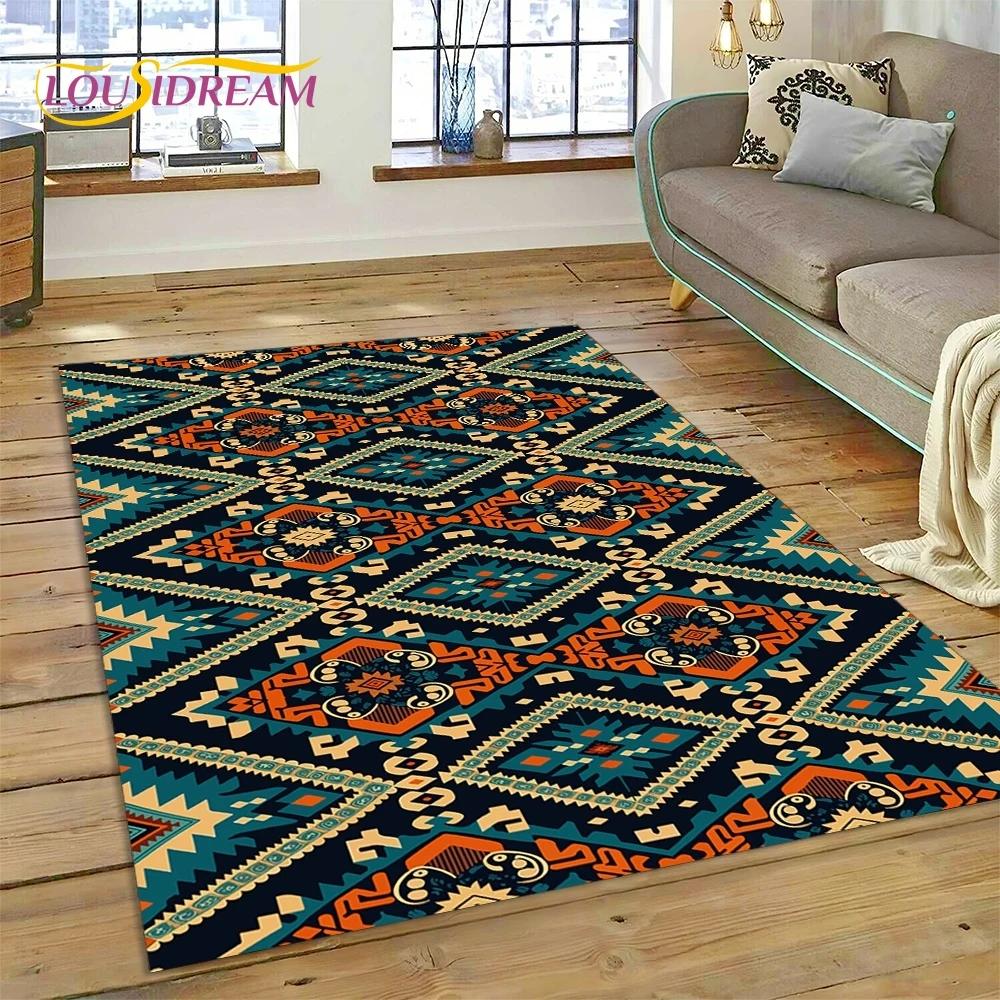 3D Turkey Persian Bohemian Mandala Flower Koberec do ložnice Obývací pokoj Domácí Dekorace na pohovku,Děti Large Decor Floor Mat