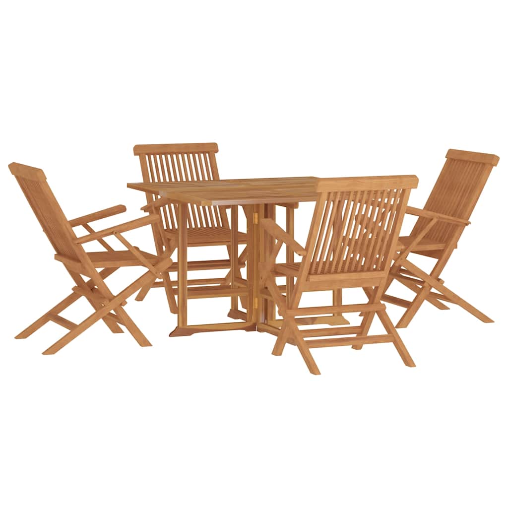 Vidaxl 5-Cz. Folding Garden Furniture Set, Solid Teak Wood