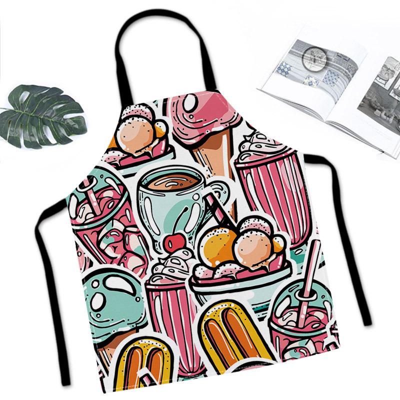 Cartoon Linen Stain-Proof Apron for Home, Parent-Child, Work & Restaurant Use