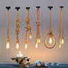 1/5/10Pcs Retro Vintage Rope Lamp Creative Country Edison Bulb Chandelier Decoration Home Vintage Hemp Rope Pendant Lamp