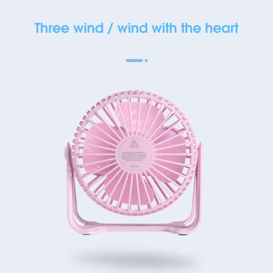Table Fan 3 Portable Solid Color Speeds Rechargeable Quiet USB Mini Fan