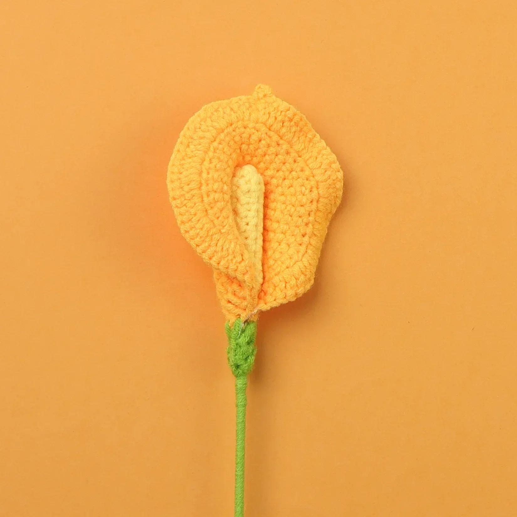 

1 шт. Картинные каллы вязаные цветы крючком каллы лилии букет креативные искусственные цветы растения вечеринка домашний декор подарок оранжевый