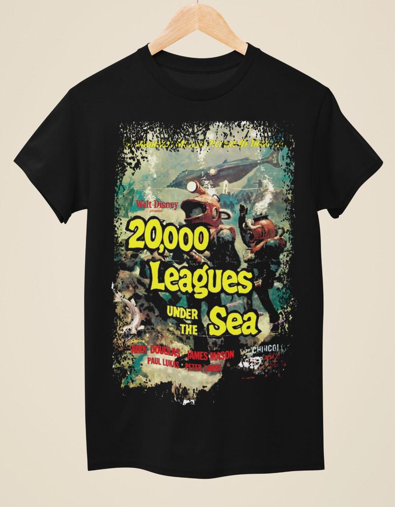 20,000 Leagues Under the Sea (1954) - Movie Poster inspired Unisex Black T-Shirt Unisex T-Shirt XL