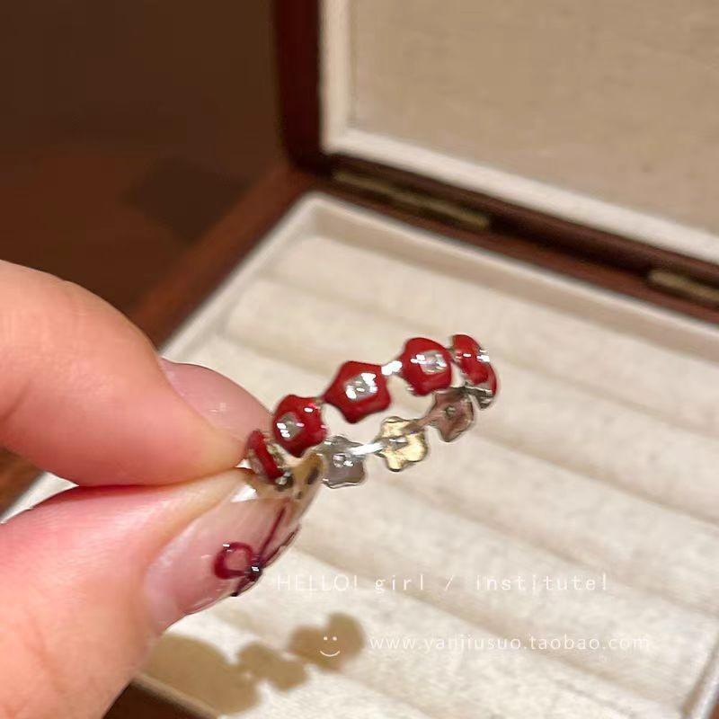 Ma Jin Caixin Retro Red Ring Collection Light Luxury Fashion Versatile Daily Stacking Open Ring