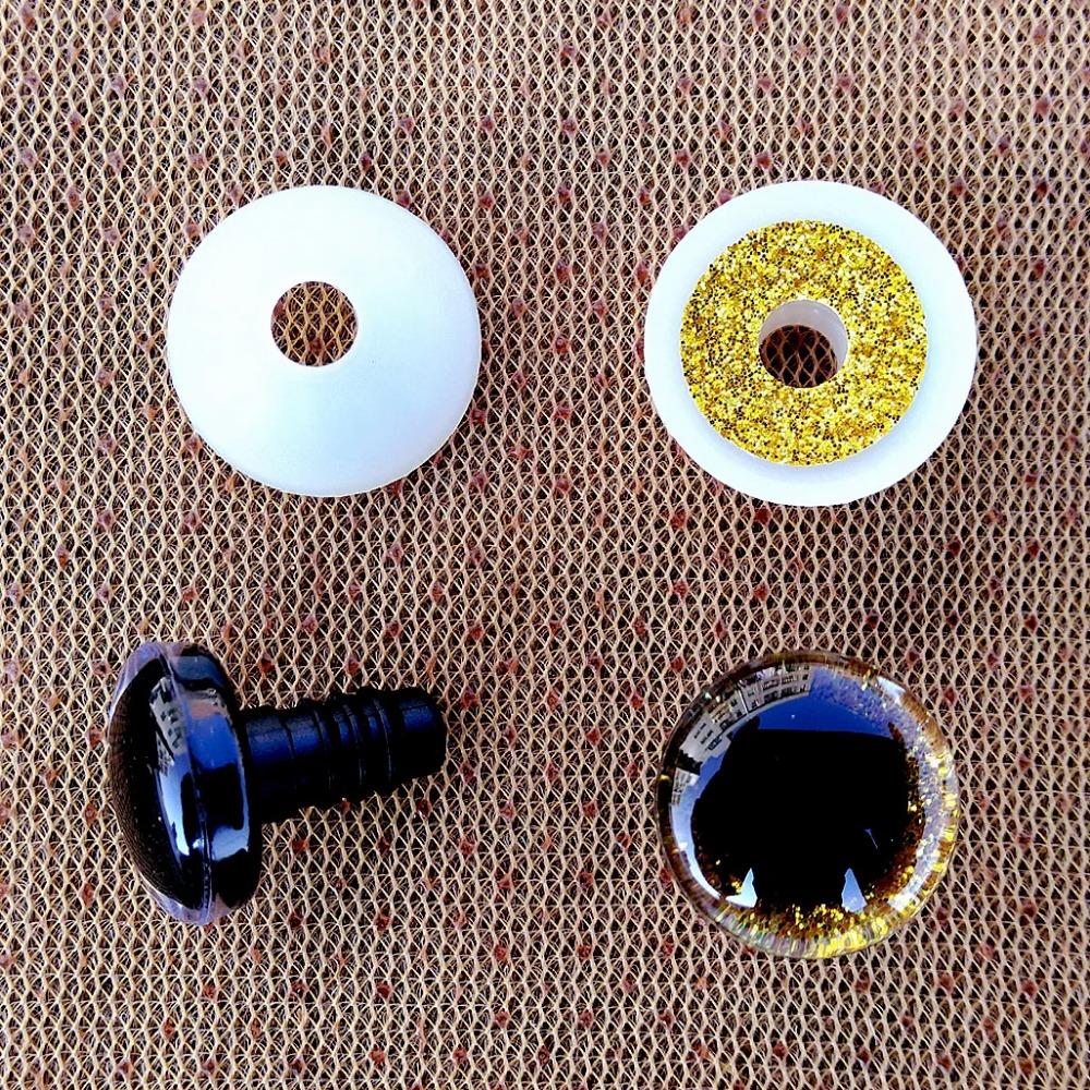 20 buc Ochi de siguranță din plastic transparent cu sclipici 3D pentru jucării croșetate, artizanat, fabricarea păpușilor, animal, siguri pentru bebeluși, ochi 10/12/14/16/18/20/25/30/35mm