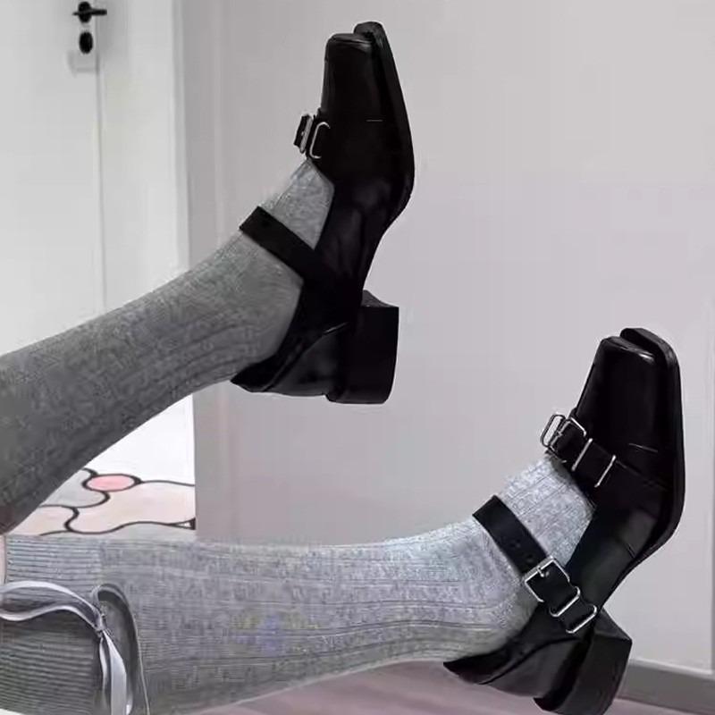 Fashion Fashion Mary Janes Women Shoes Fashion Office Low Heel Pumps Square Toe Thin Shoes Comfortable Outdoor Buckle Strap High Heels