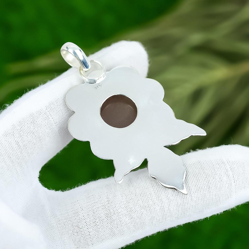 Friendship Day Sale Round Natural Strawberry Quartz Pendant 925 Sterling Silver