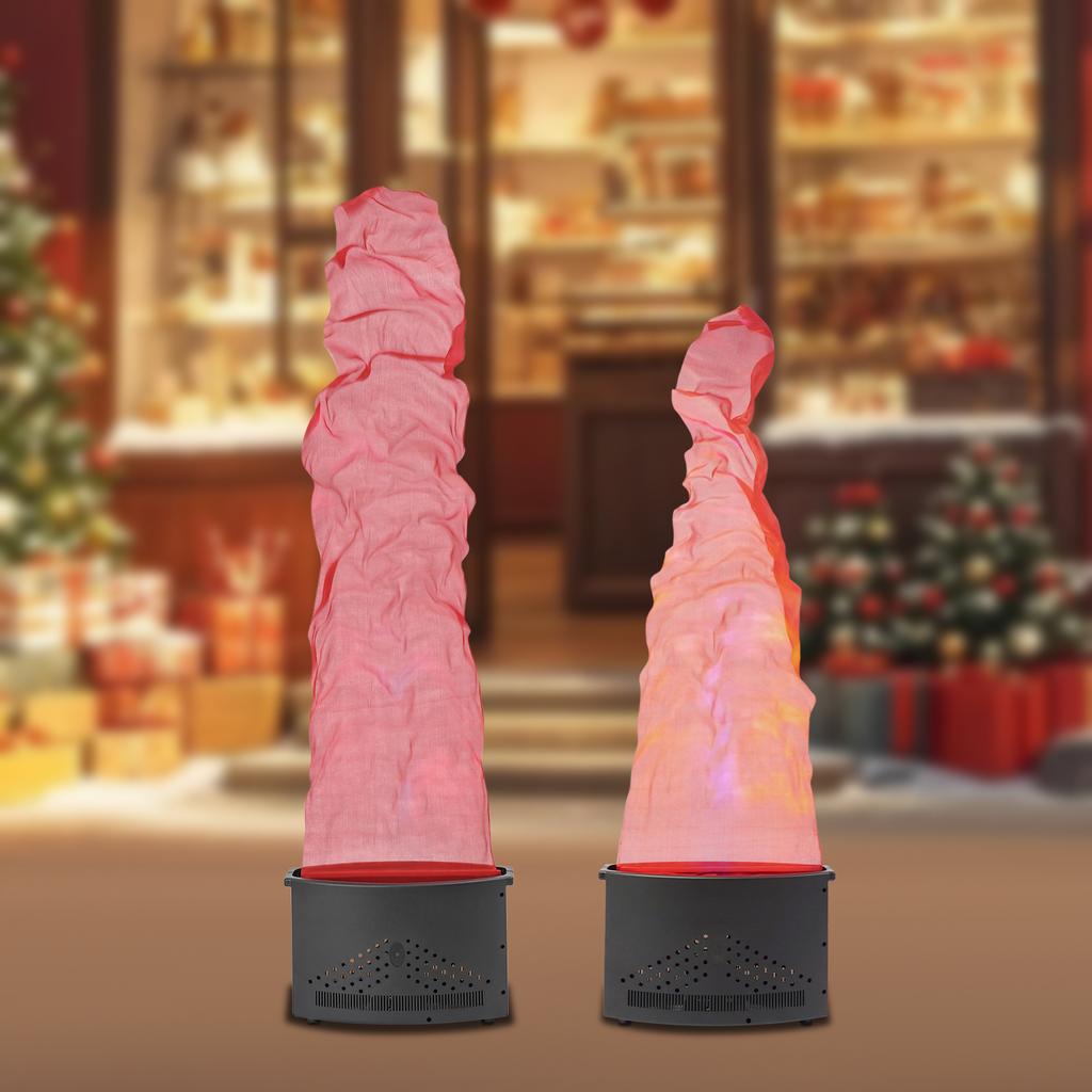 Elliptical Base Fake Plastic Fire Flame Light,Black 24 LED Flame Cloth 1.5m/1.8m Fake Fire Flame Light for Halloween